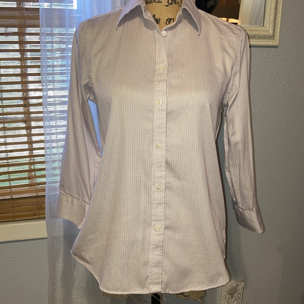 Chaps No Iron Dress Shirt Red & Blue Detail